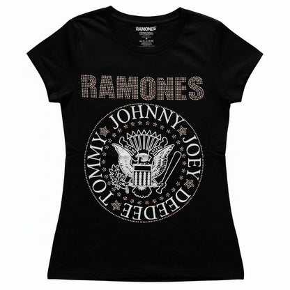 RAMONES - PRESIDENTIAL SEAL - Ladies T-Shirt Black (Embellished)