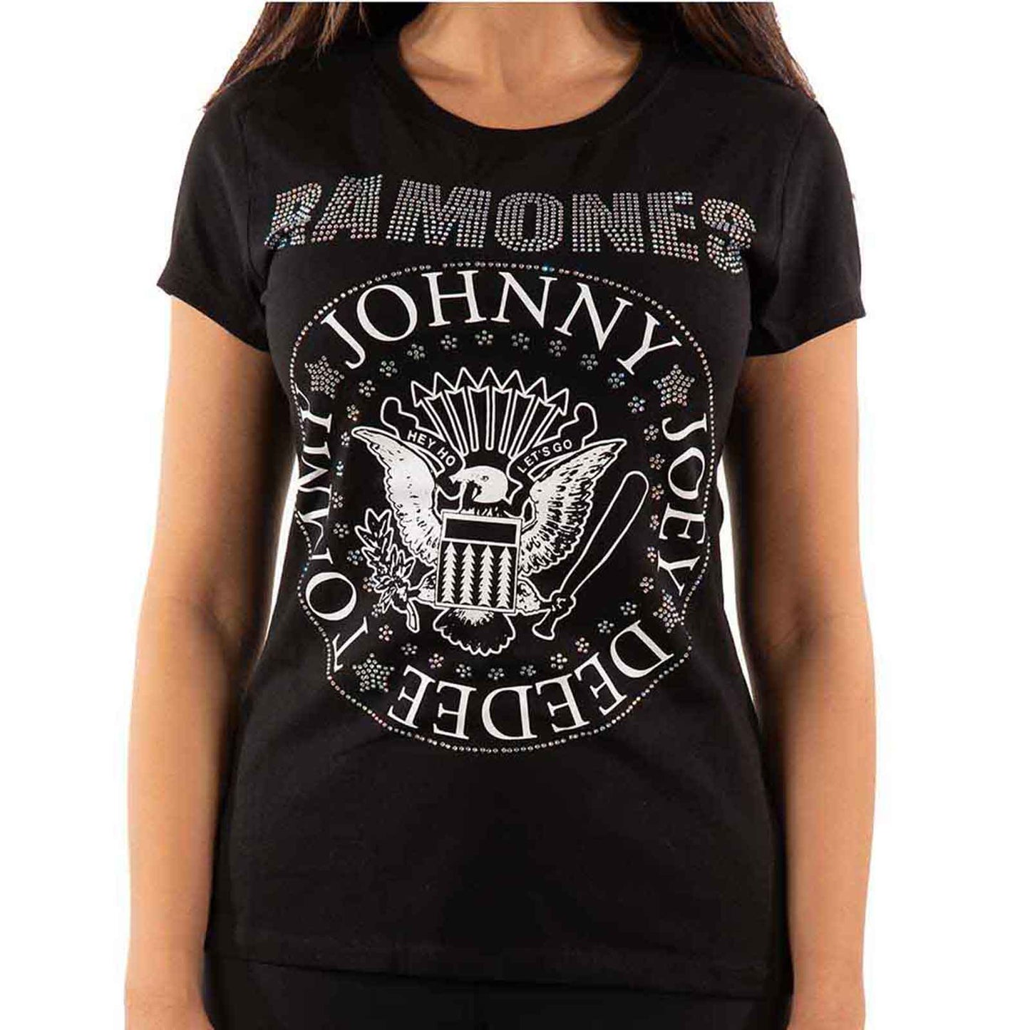 RAMONES - PRESIDENTIAL SEAL - Ladies T-Shirt Black (Embellished)
