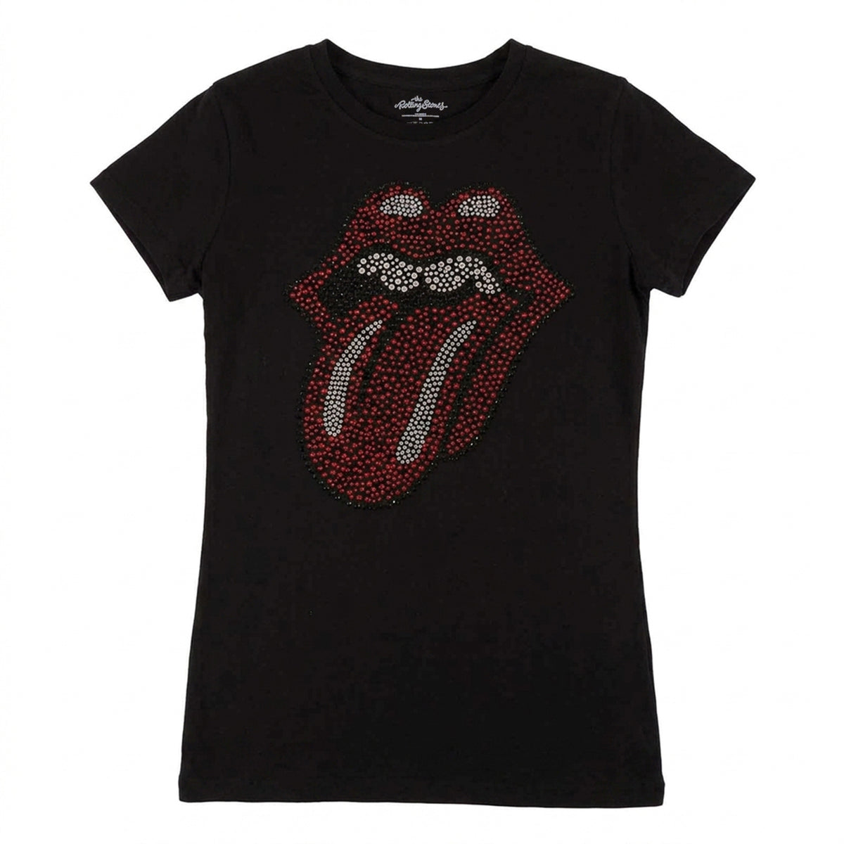 THE ROLLING STONES - CLASSIC TONGUE - Ladies T-Shirt Black (Embellished)
