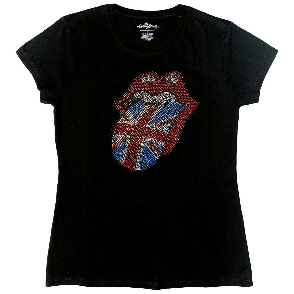 THE ROLLING STONES - CLASSIC UK - Ladies T-Shirt Black (Embellished)