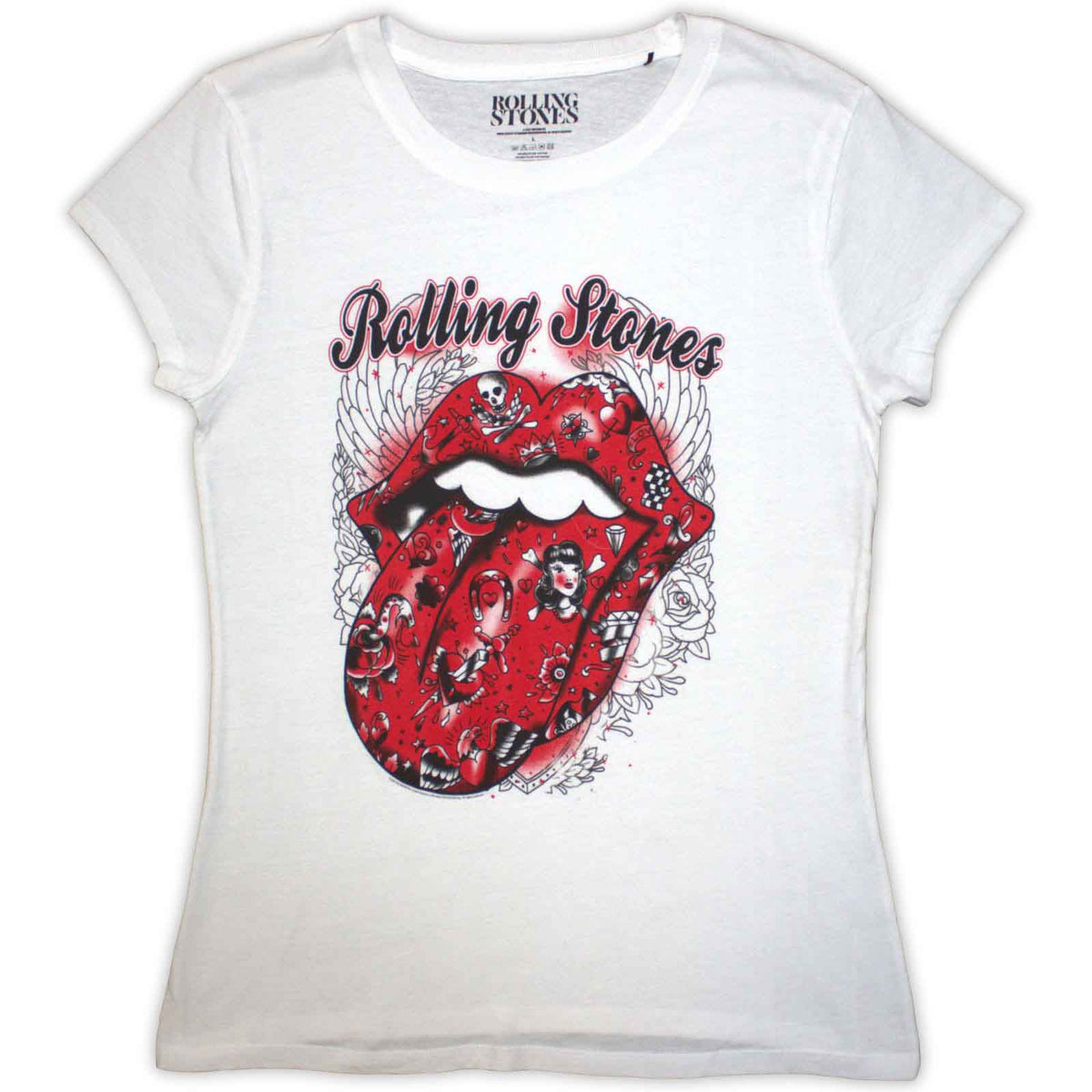 THE ROLLING STONES - TATTOO FLASH - Ladies T-Shirt White
