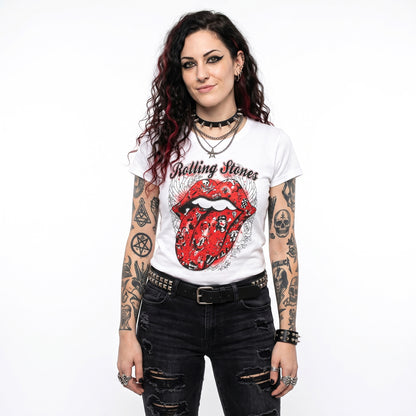 THE ROLLING STONES - TATTOO FLASH - Ladies T-Shirt White