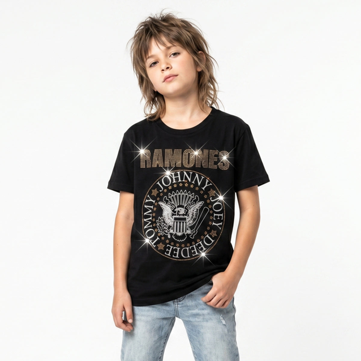 RAMONES - PRESIDENTIAL SEAL - Kids T-Shirt Black (Embellished)