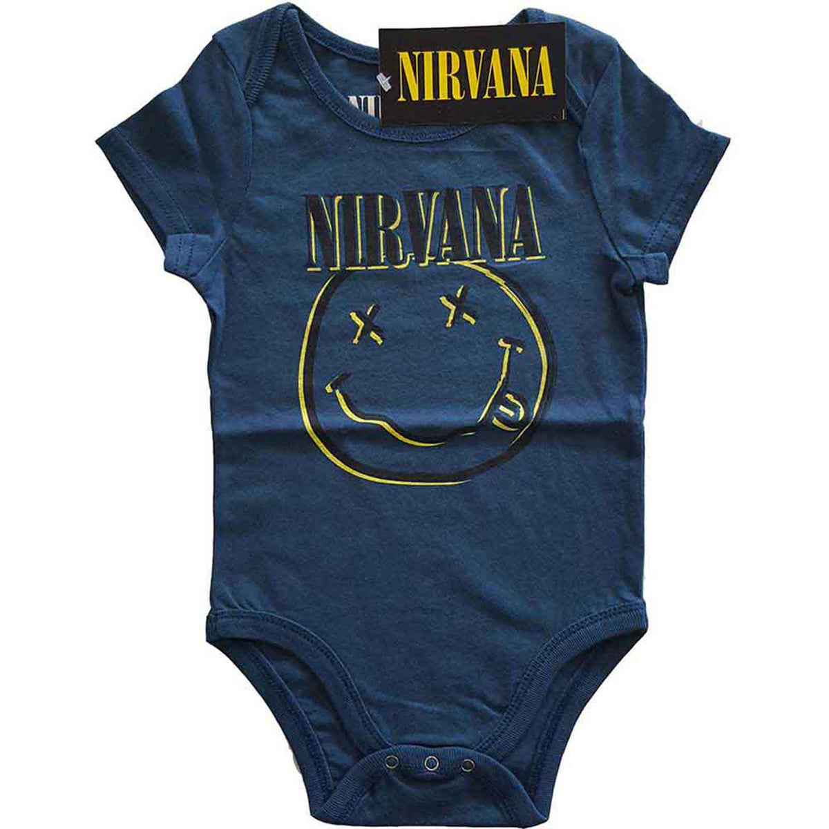 NIRVANA - INVERSE HAPPY FACE - Baby Grow Blue
