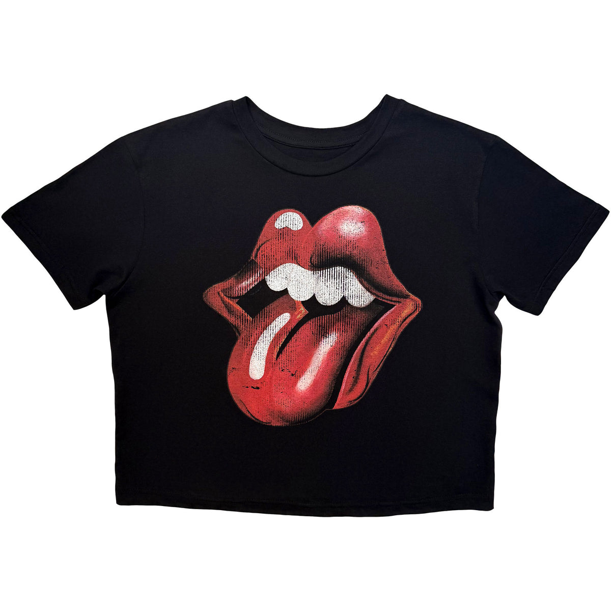 THE ROLLING STONES - NEW TONGUE - Ladies Crop Top Black