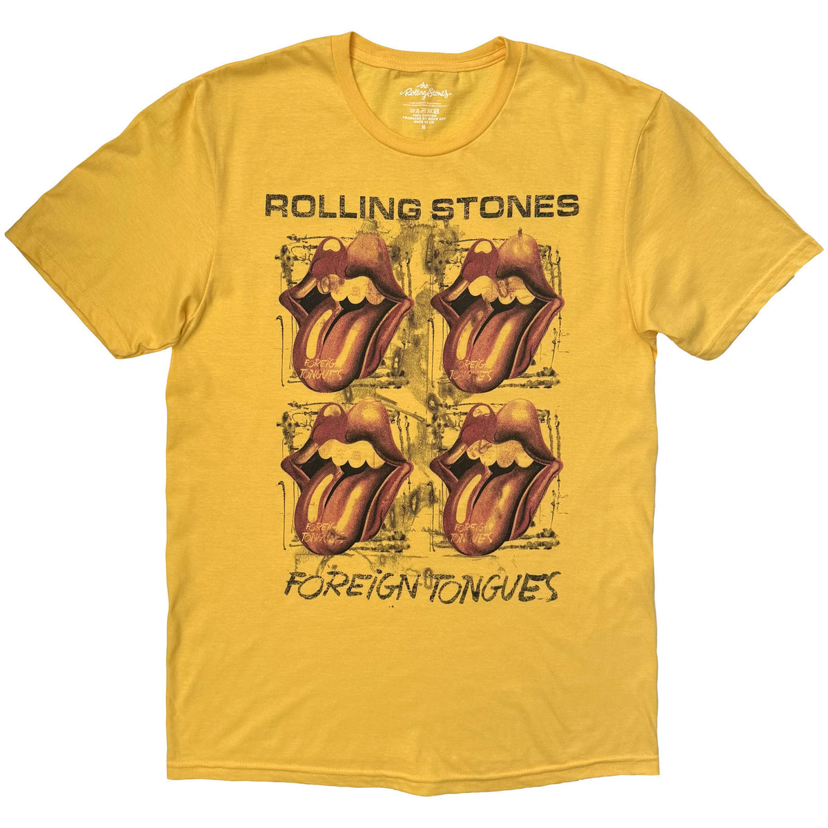 THE ROLLING STONES - FOUR TONGUES - T-Shirt Yellow