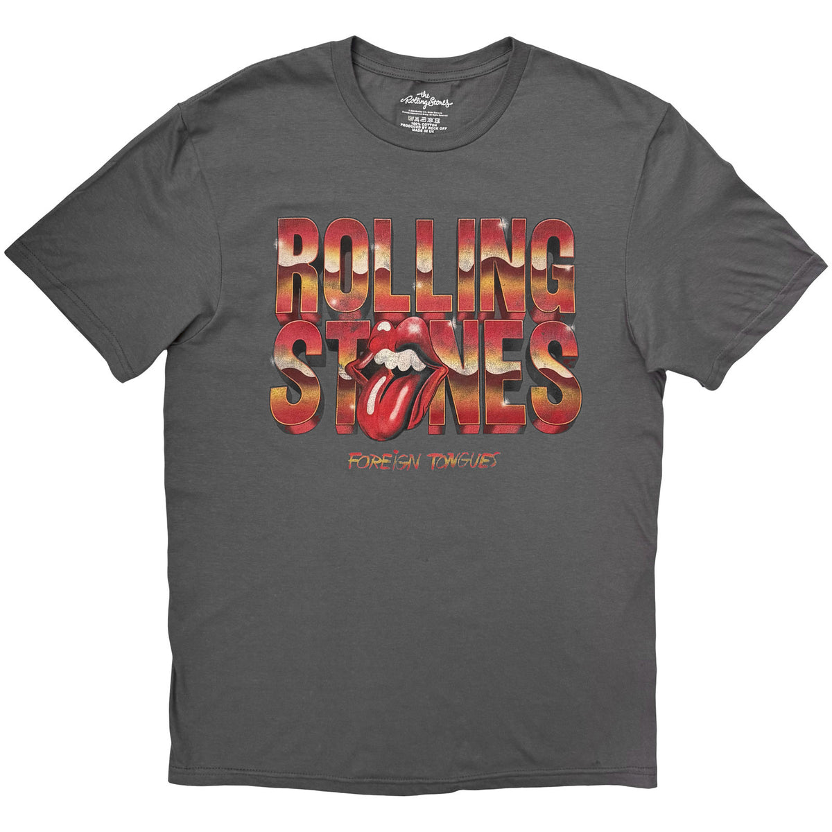 THE ROLLING STONES - 3D FOREIGN TONGUES LOGO - T-Shirt Charcoal Grey
