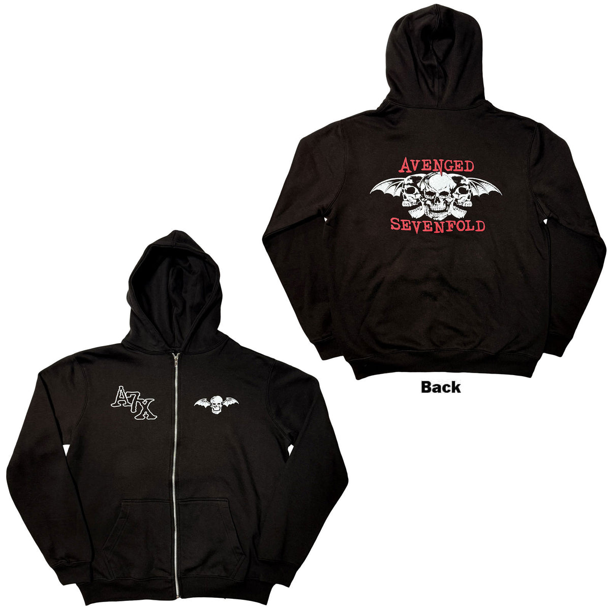 AVENGED SEVENFOLD - DEAD HEAD - Zipped Hoodie Black (Back Print)