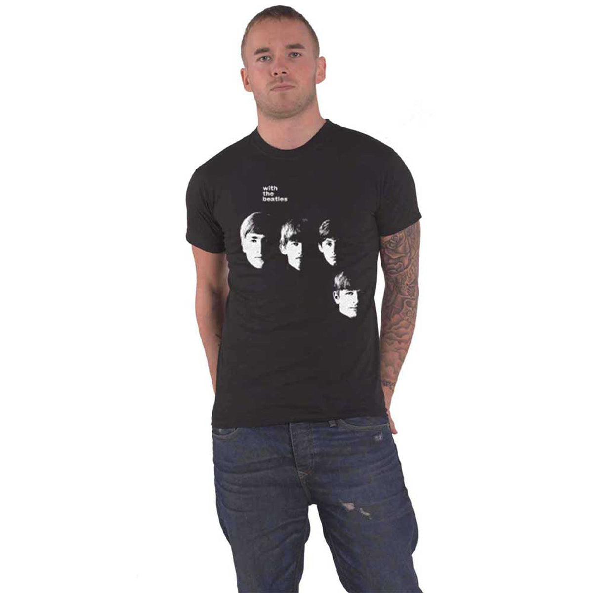 BEATLES, THE - VINTAGE WITH THE BEATLES - T-Shirt Black (Back Print)
