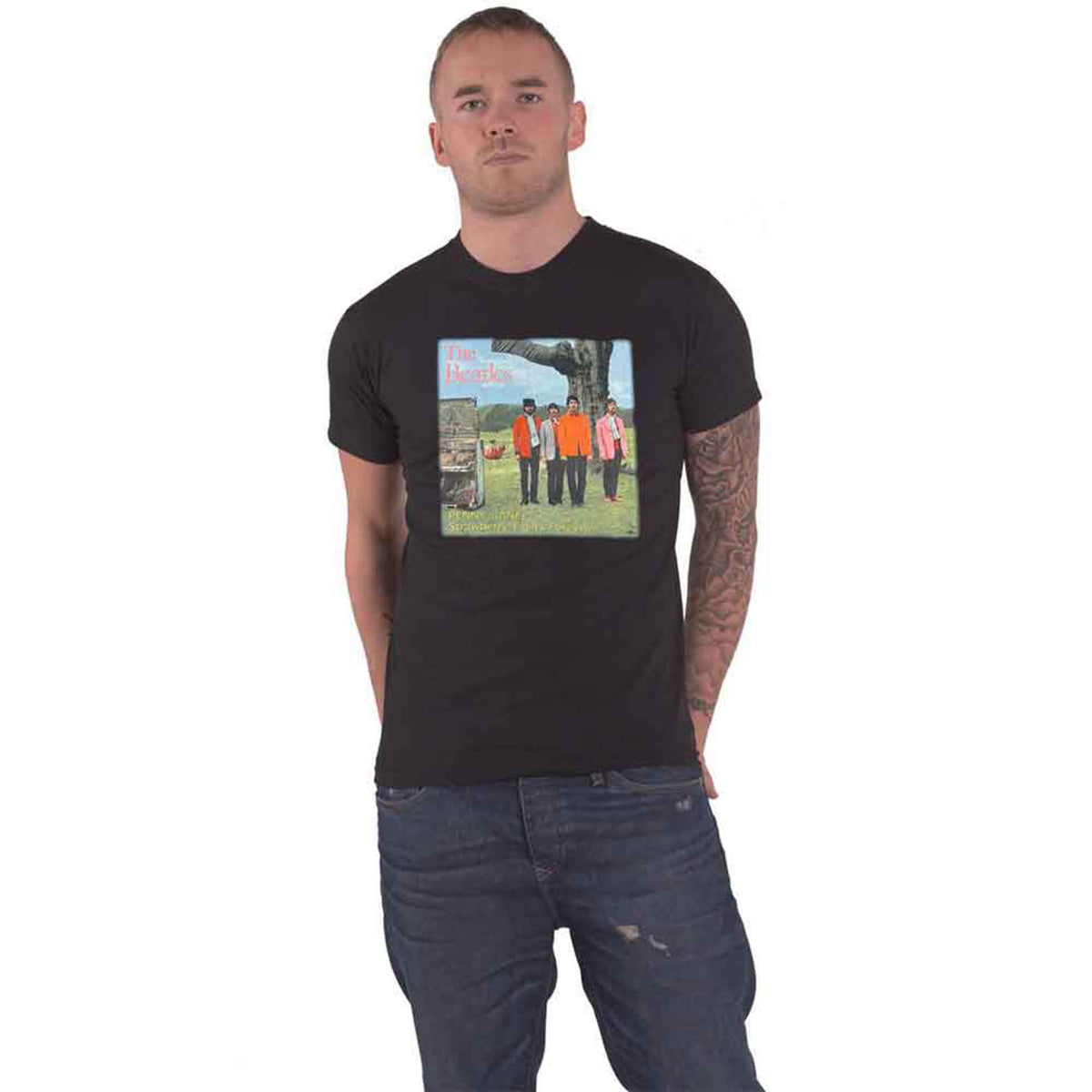 BEATLES, THE - STRAWBERRY FIELDS FOREVER - T-Shirt Black