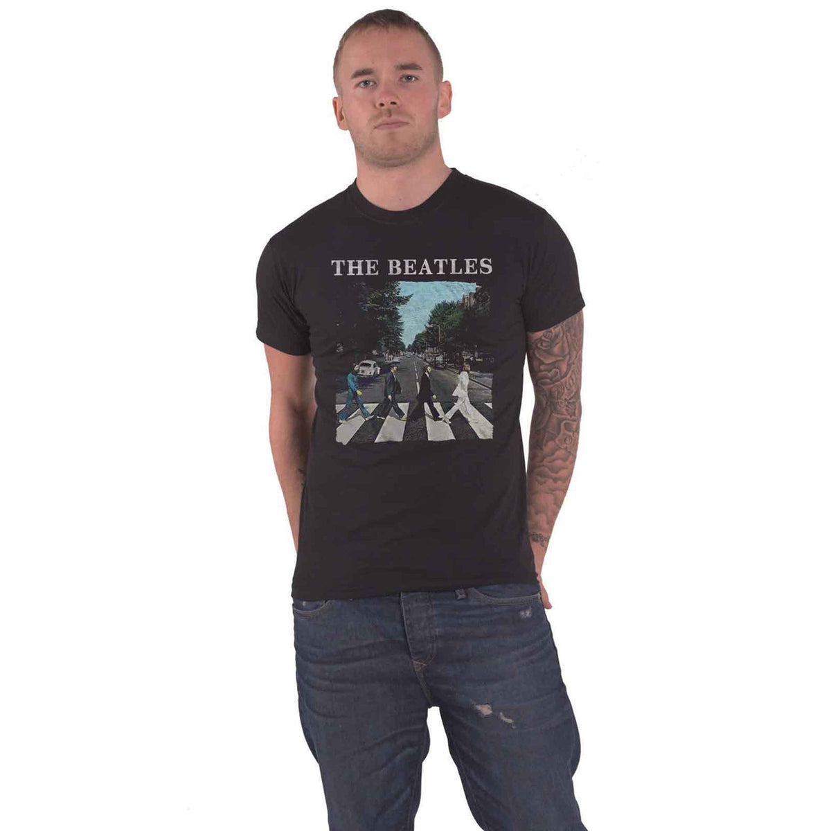 BEATLES, THE - ABBEY ROAD & LOGO - T-Shirt Schwarz