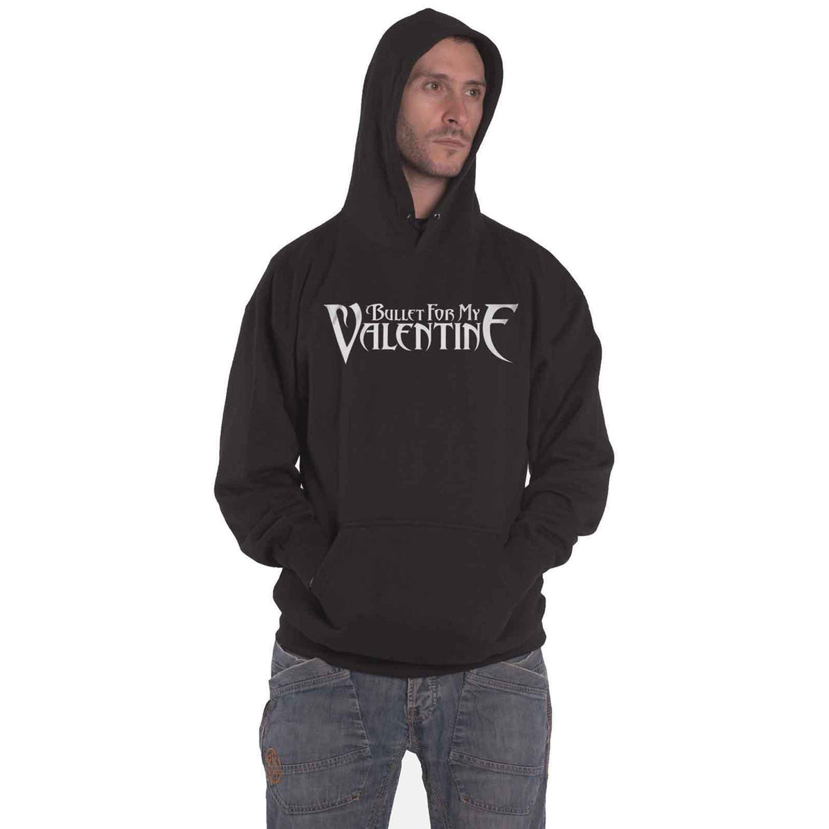 BULLET FOR MY VALENTINE - LOGO & RAVEN - Pullover Hoodie Black (Back Print)