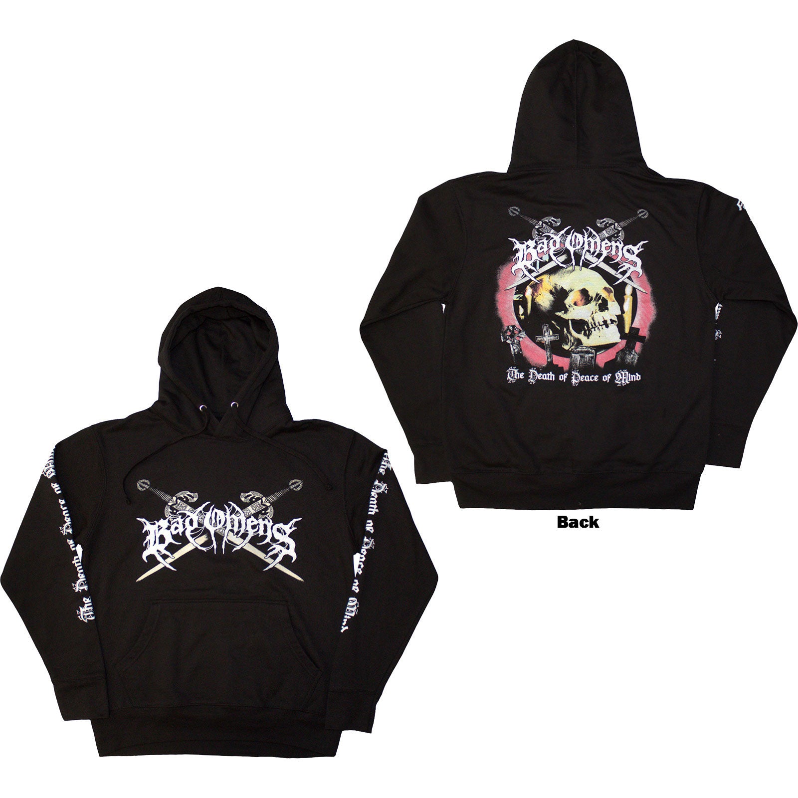 BAD OMENS - SKULL AND CANDLES - Pullover Hoodie Black (Back Print)
