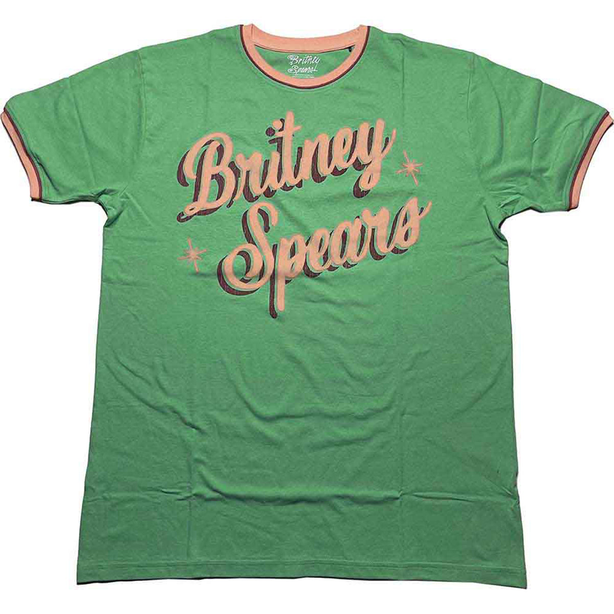 BRITNEY SPEARS - RETRO TEXT - Ringer T-Shirt Green