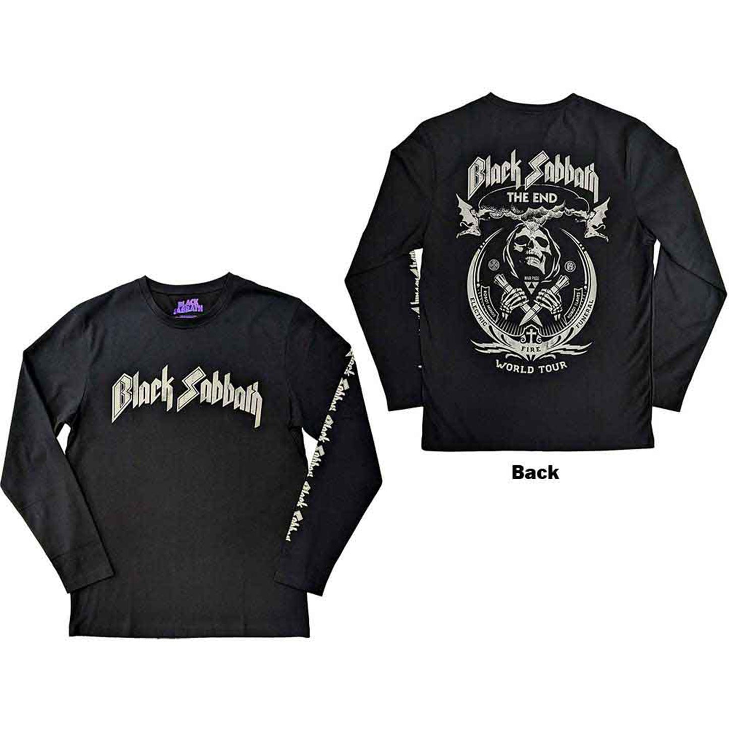 BLACK SABBATH - THE END MUSHROOM CLOUD - Long Sleeve T-Shirt Black (Back & Sleeve Print)