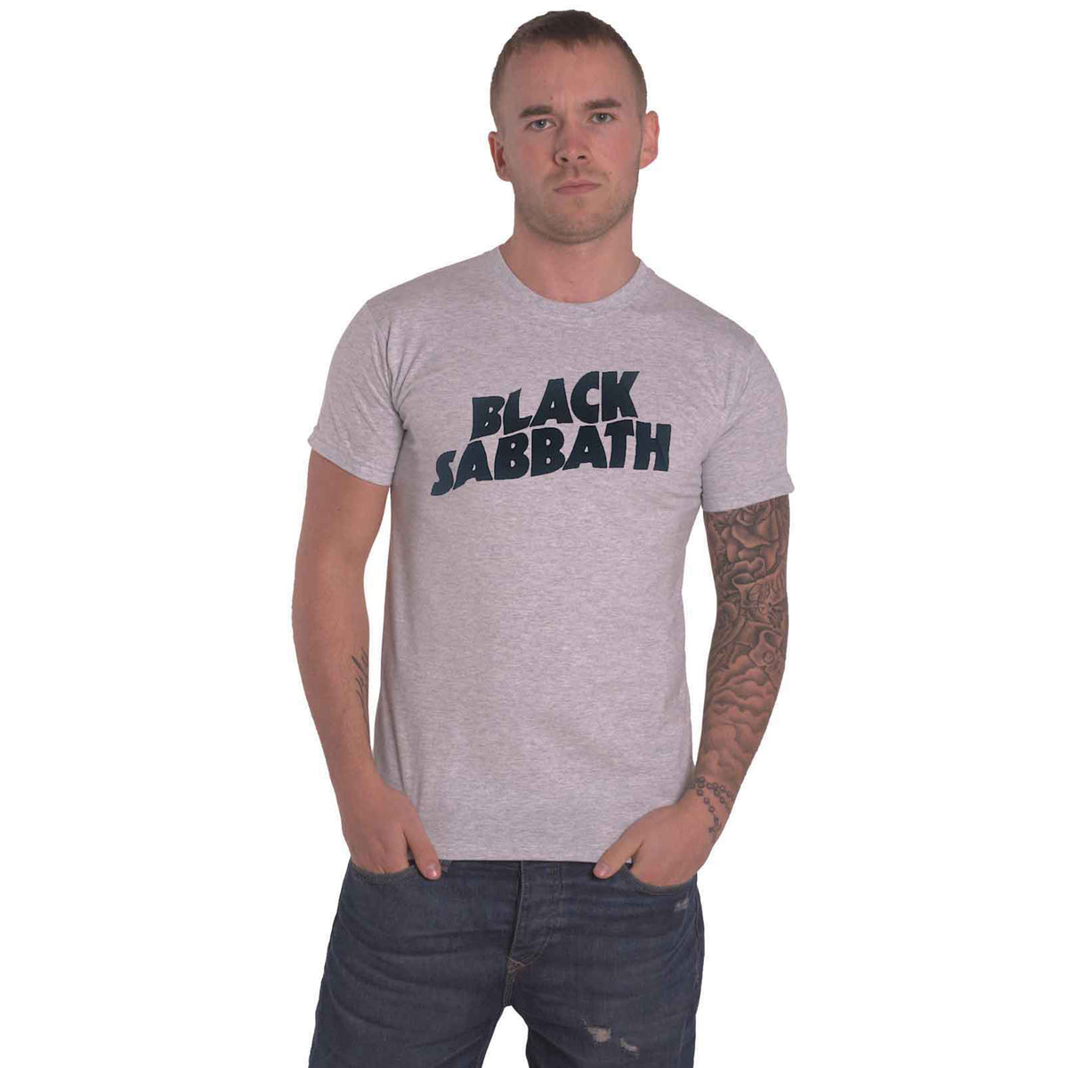 BLACK SABBATH - BLACK WAVY LOGO - T-Shirt Grey