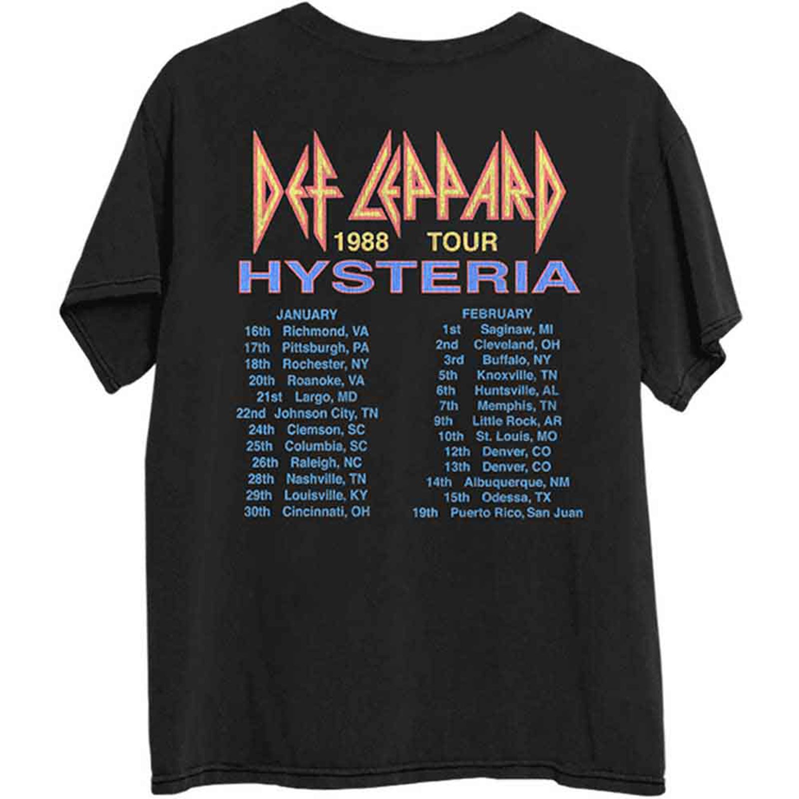 DEF LEPPARD - HYSTERIA '88 - T-Shirt Black (Back Print)