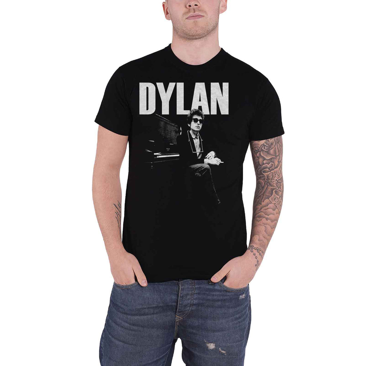BOB DYLAN - AT PIANO - T-Shirt Black