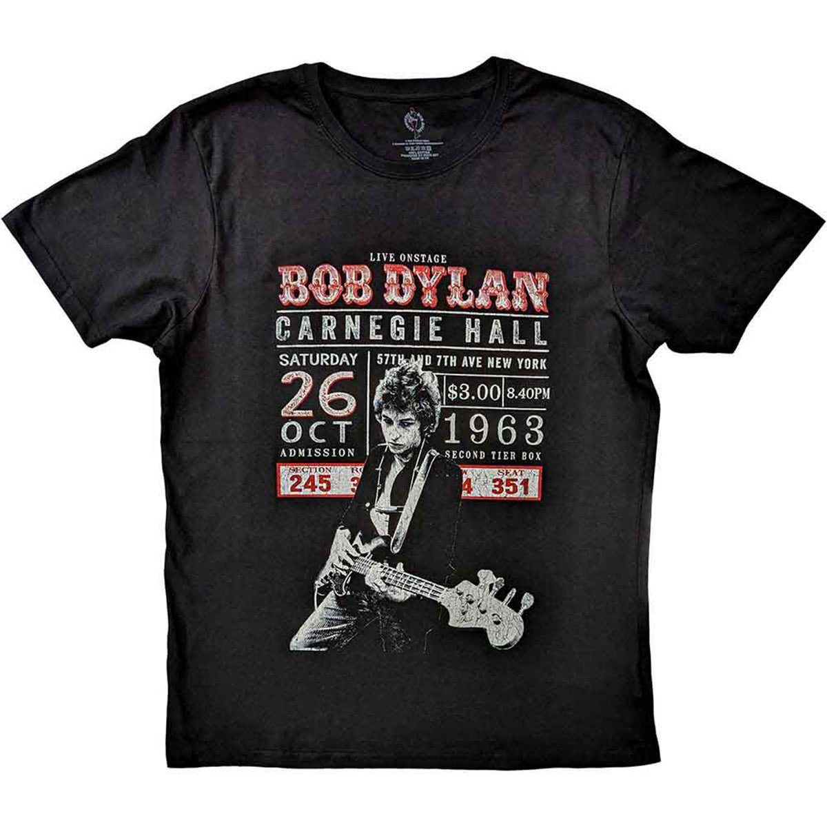 BOB DYLAN - CARNEGIE HALL '63 - T-Shirt Black