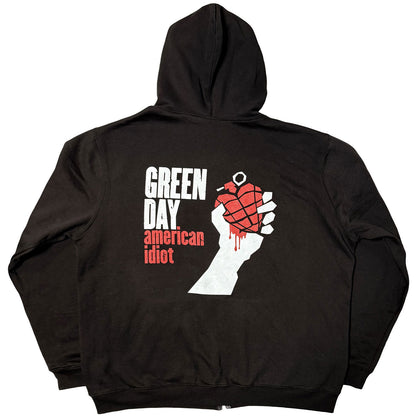 GREEN DAY - AMERICAN IDIOT - Zipped Hoodie Black (Back Print)