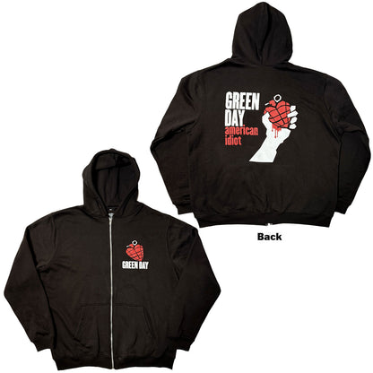 GREEN DAY - AMERICAN IDIOT - Zipped Hoodie Black (Back Print)