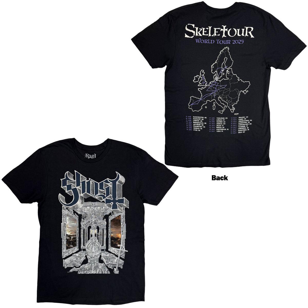 GHOST - SKELETA ALBUM COVER '25 TOUR DATES - T-Shirt Black (Back Print)