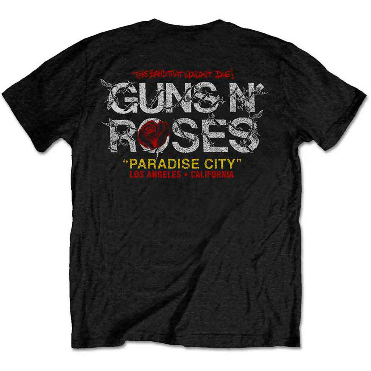 GUNS N ROSES - ROSE CIRCLE PARADISE CITY - T-Shirt Black (Back Print)
