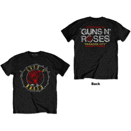 GUNS N ROSES - ROSE CIRCLE PARADISE CITY - T-Shirt Black (Back Print)