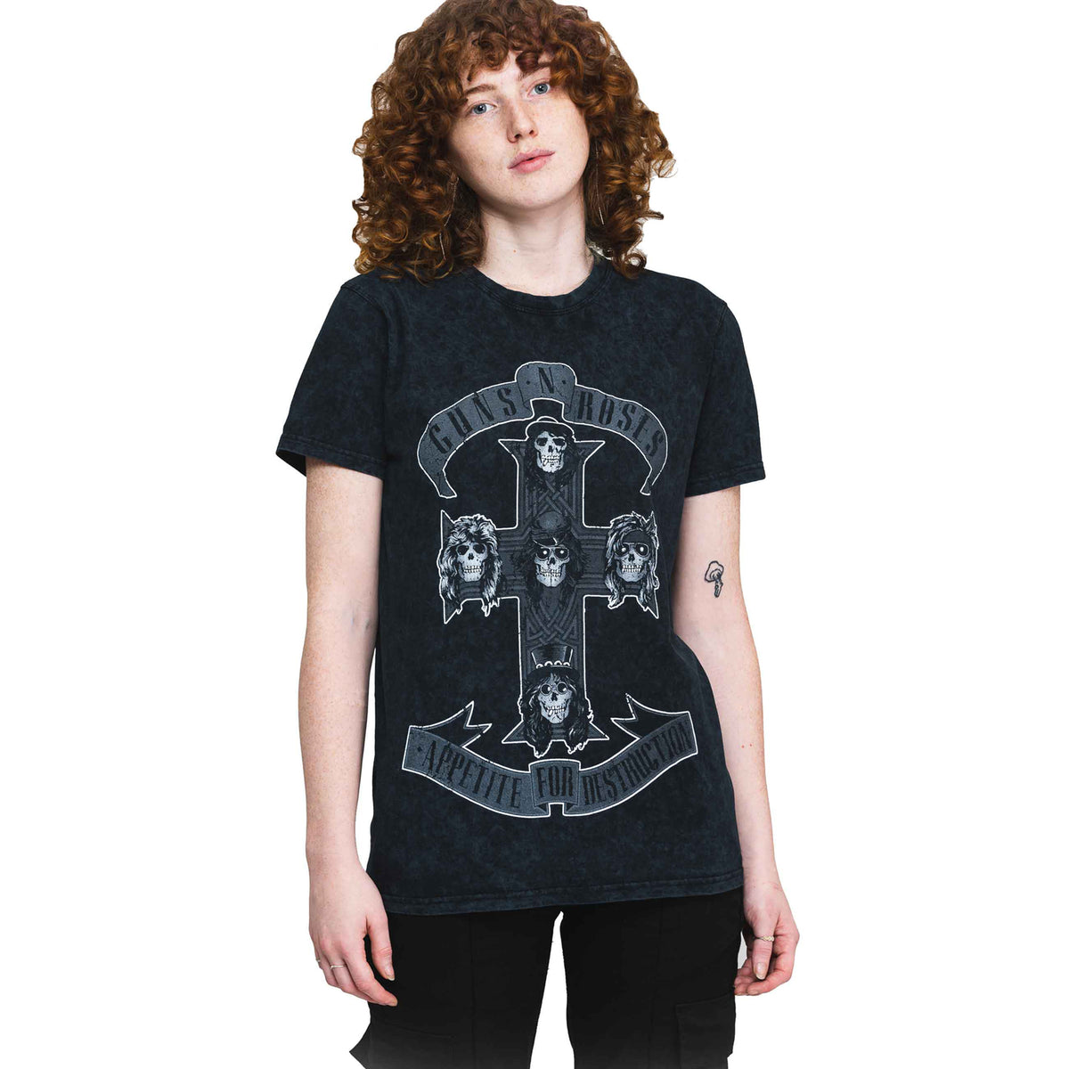 GUNS N ROSES - MONOCHROME CROSS - T-Shirt Black (Wash Collection)