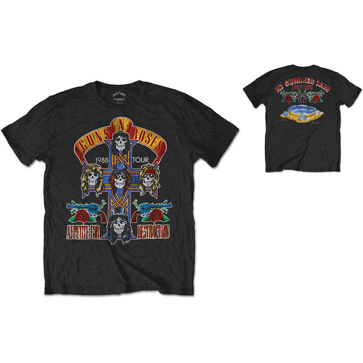 GUNS N ROSES - NJ SUMMER JAM 1988 - T-Shirt Black (Back Print)
