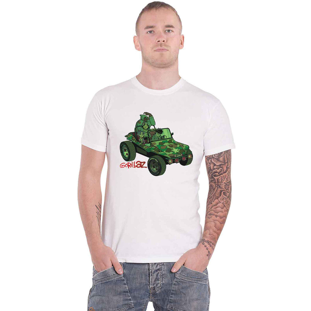 GORILLAZ - GREEN JEEP - T-Shirt White