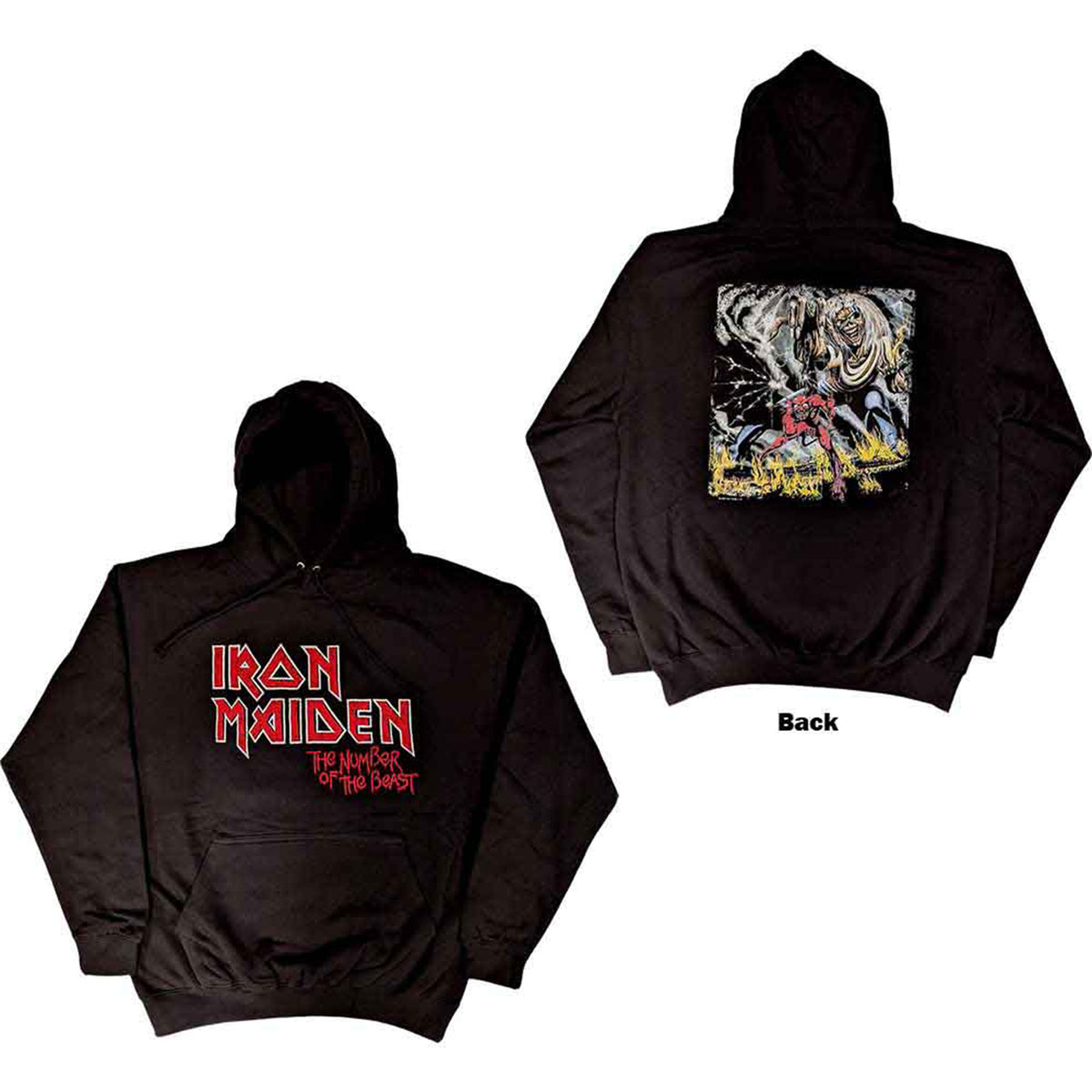 IRON MAIDEN - NUMBER OF THE BEAST VINTAGE LOGO FADED EDGE ALBUM - Pullover Hoodie Black (Back Print)
