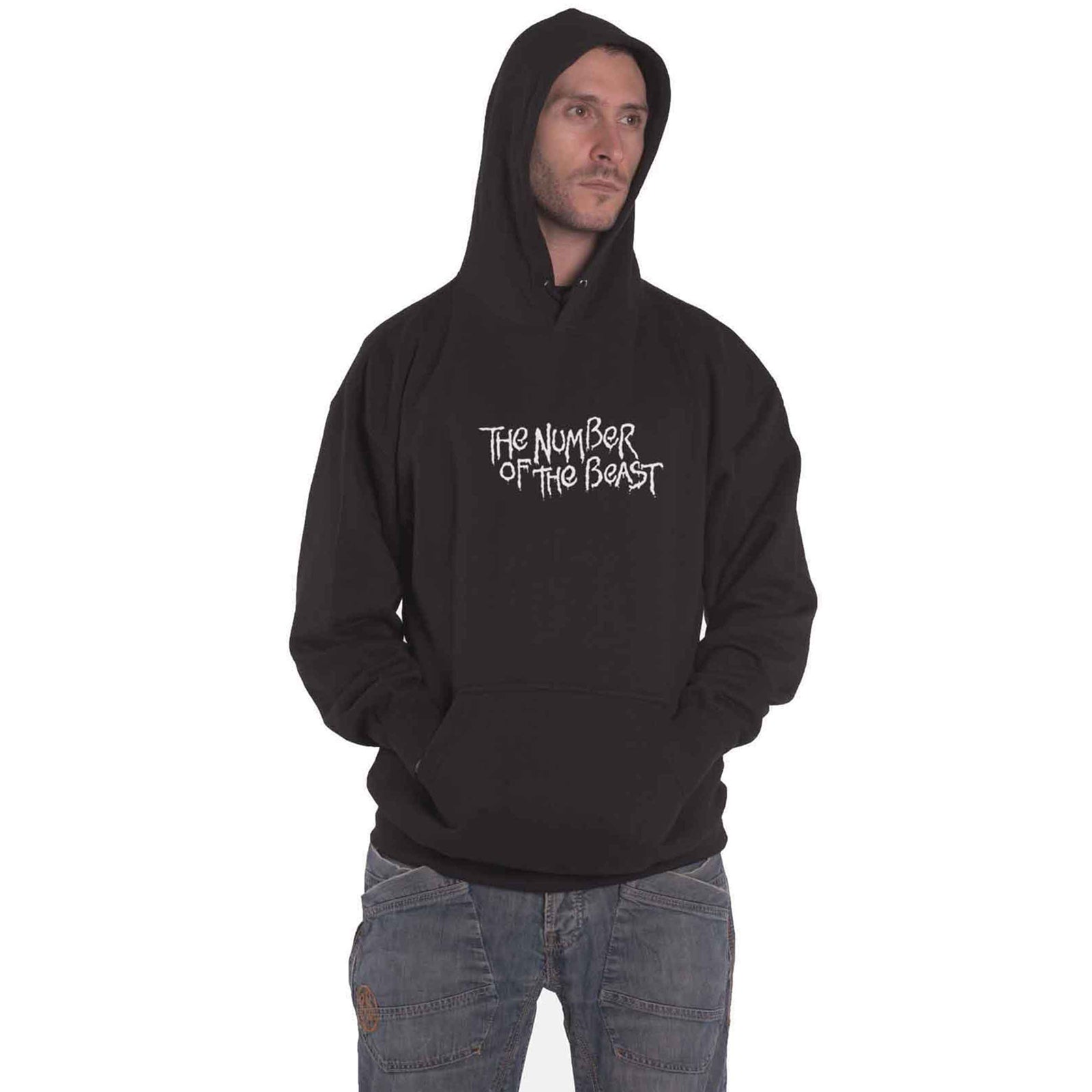 IRON MAIDEN - NUMBER OF THE BEAST ONE COLOUR - Pullover Hoodie Black (Back Print)