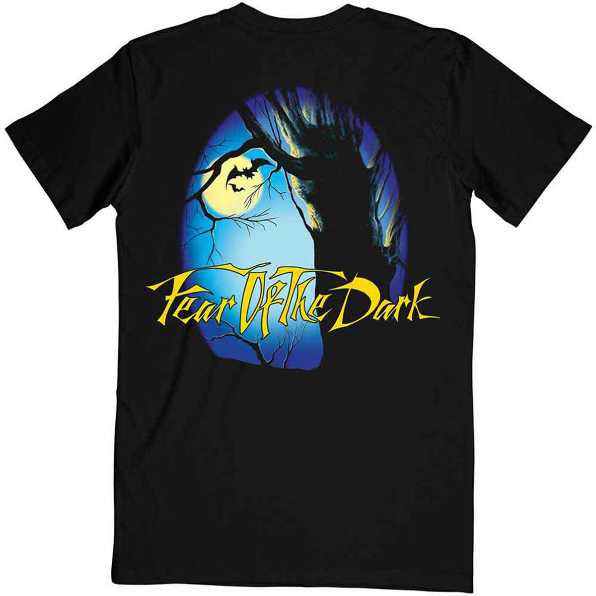 IRON MAIDEN - FEAR OF THE DARK OVAL EDDIE MOON - T-Shirt Black (Back Print)