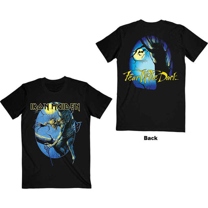 IRON MAIDEN - FEAR OF THE DARK OVAL EDDIE MOON - T-Shirt Black (Back Print)