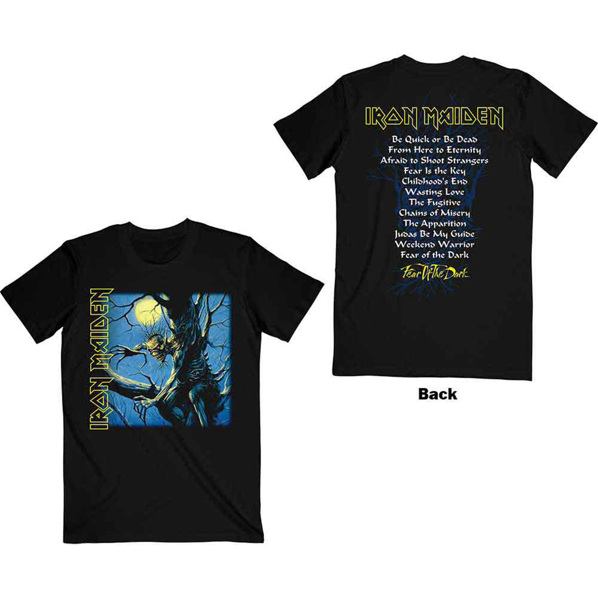 IRON MAIDEN - FEAR OF THE DARK ALBUM TRACK LISTING - T-Shirt Black (Back Print)