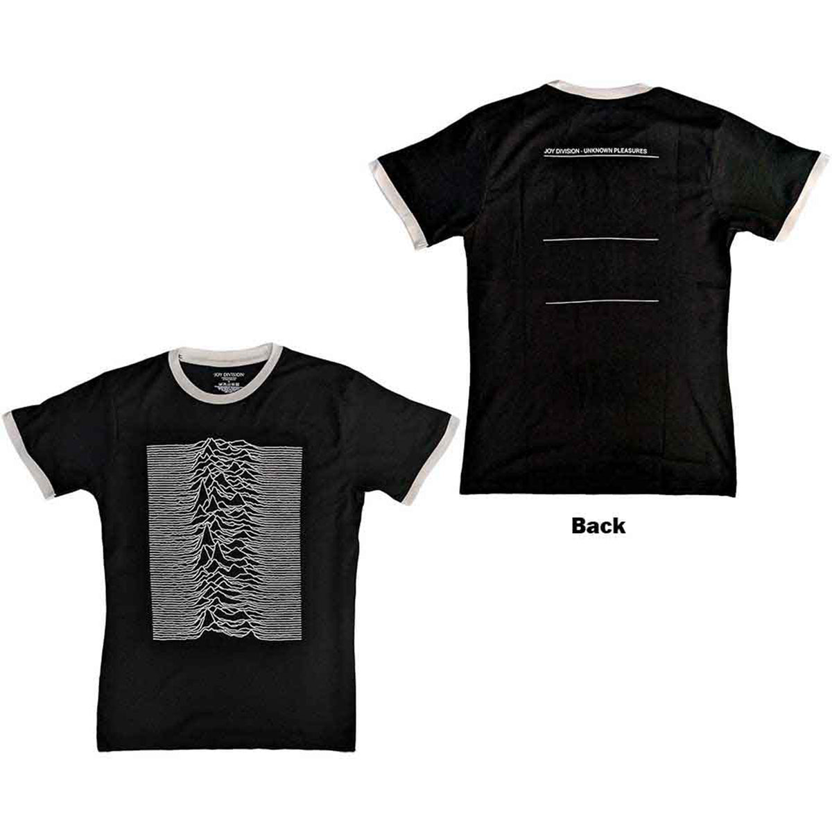 JOY DIVISION - UNKNOWN PLEASURES - Ringer T-Shirt Black (Back Print)