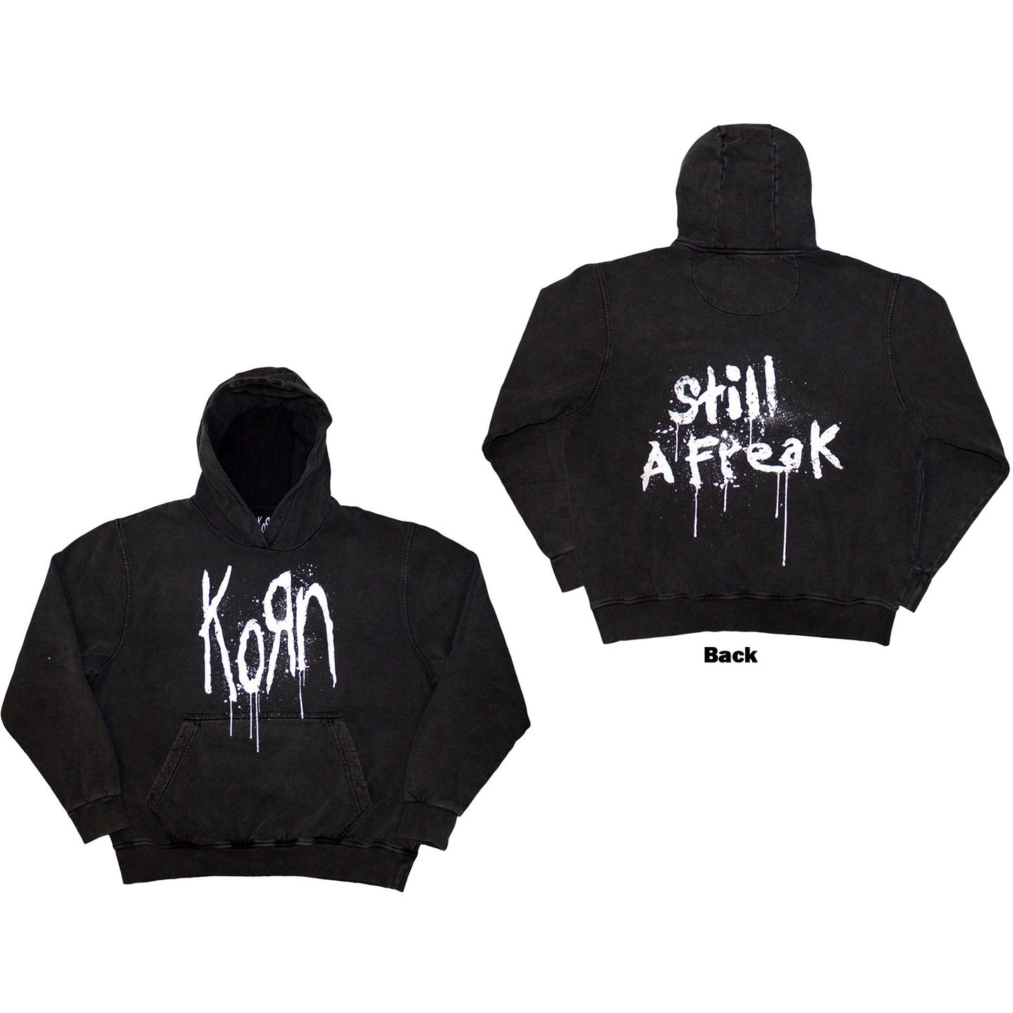 KORN - STILL A FREAK - Stone Wash Pullover Hoodie Grey (Back Print)
