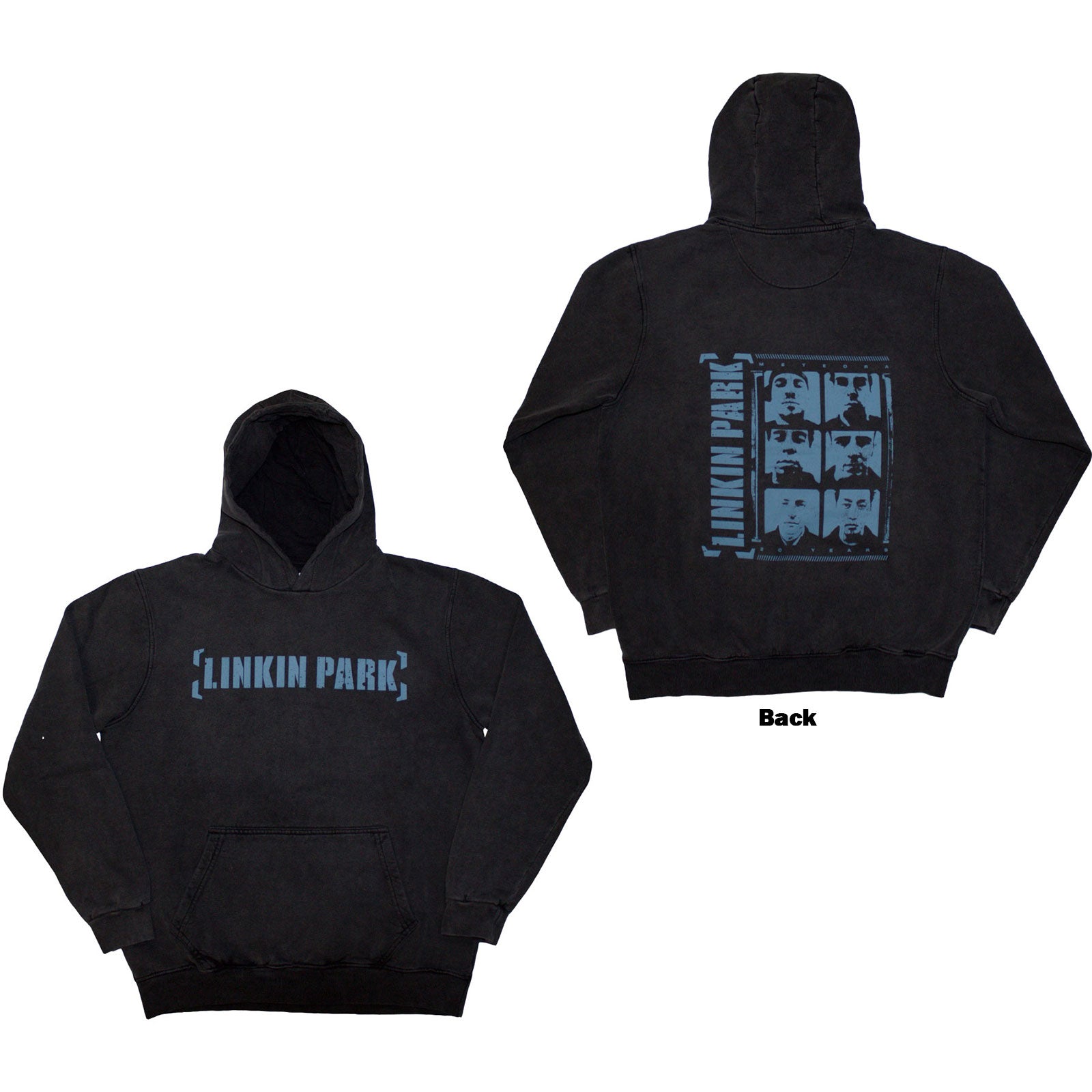 LINKIN PARK - METEORA PORTRAITS - Stone Wash Pullover Hoodie Grey (Back Print)
