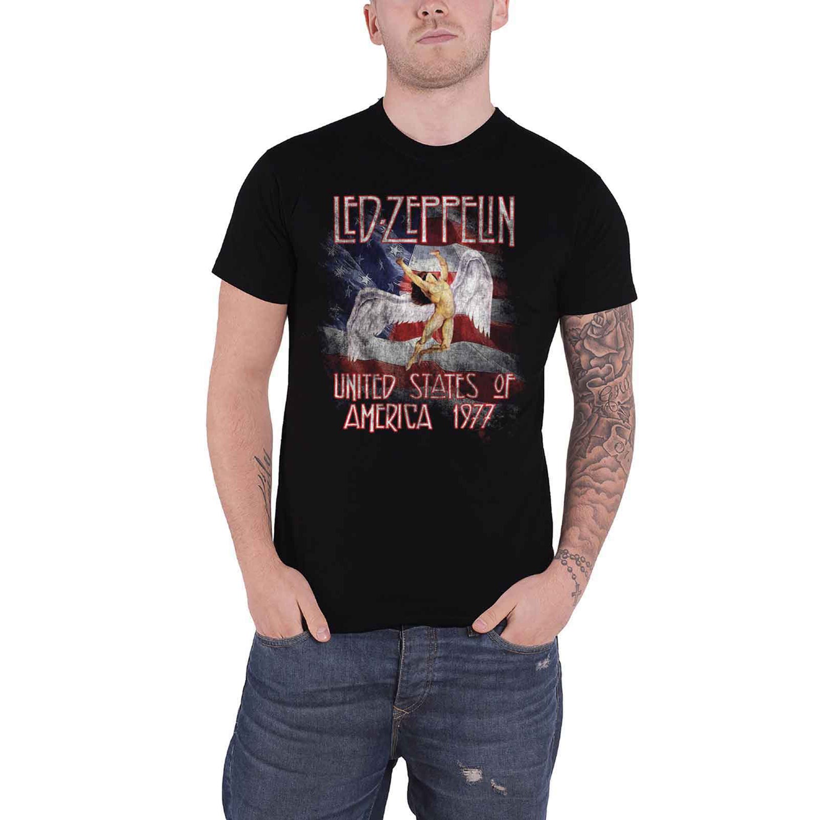 LED ZEPPELIN - STARS N' STRIPES USA '77. - T-Shirt Black