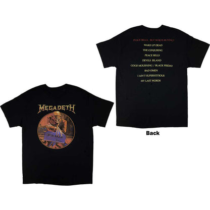 MEGADETH - PEACE SELLS TRACK LIST - T-Shirt Black (Back Print)