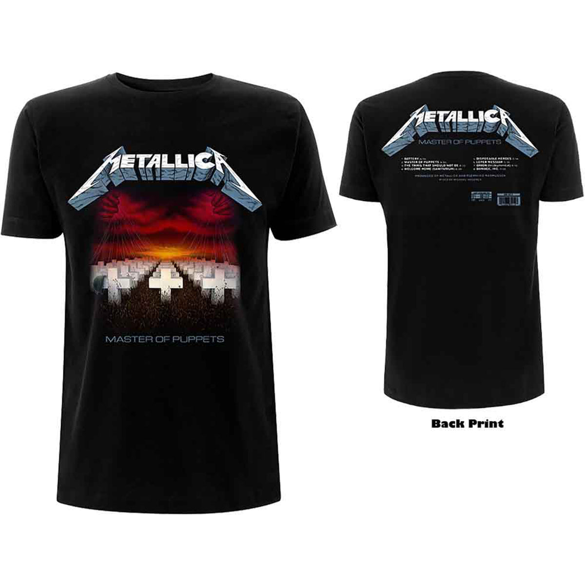 METALLICA - MASTER OF PUPPETS TRACKS - T-Shirt Black (Back Print)