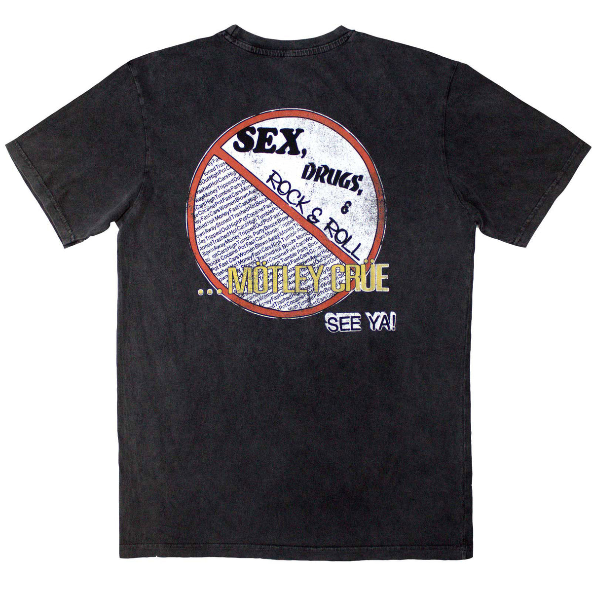 MOTLEY CRUE - NO FUN TOUR '84 - Stone Wash T-Shirt Grey (Back Print)