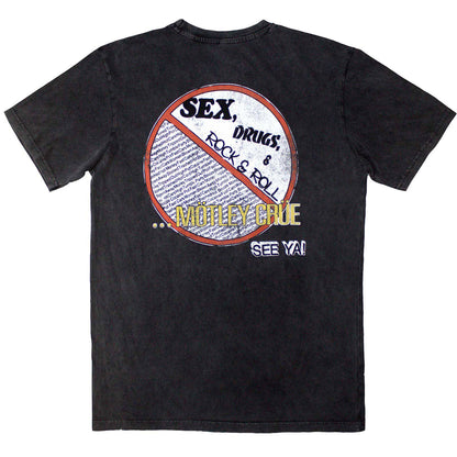 MOTLEY CRUE - NO FUN TOUR '84 - Stone Wash T-Shirt Grey (Back Print)