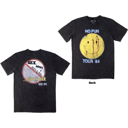 MOTLEY CRUE - NO FUN TOUR '84 - Stone Wash T-Shirt Grey (Back Print)