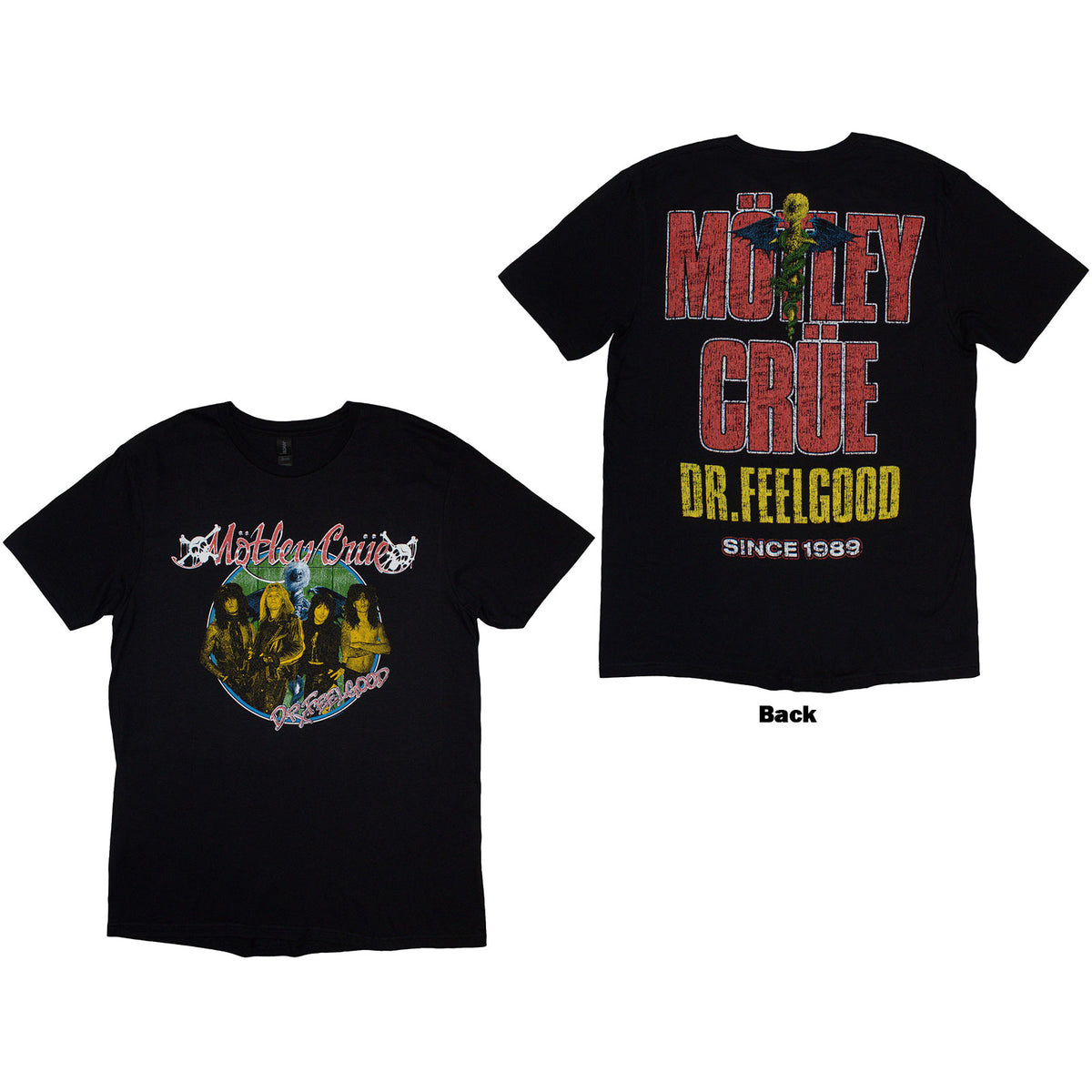 MOTLEY CRUE - DR FEELGOOD CIRCLE PHOTO 1 - T-Shirt Black (Back Print)