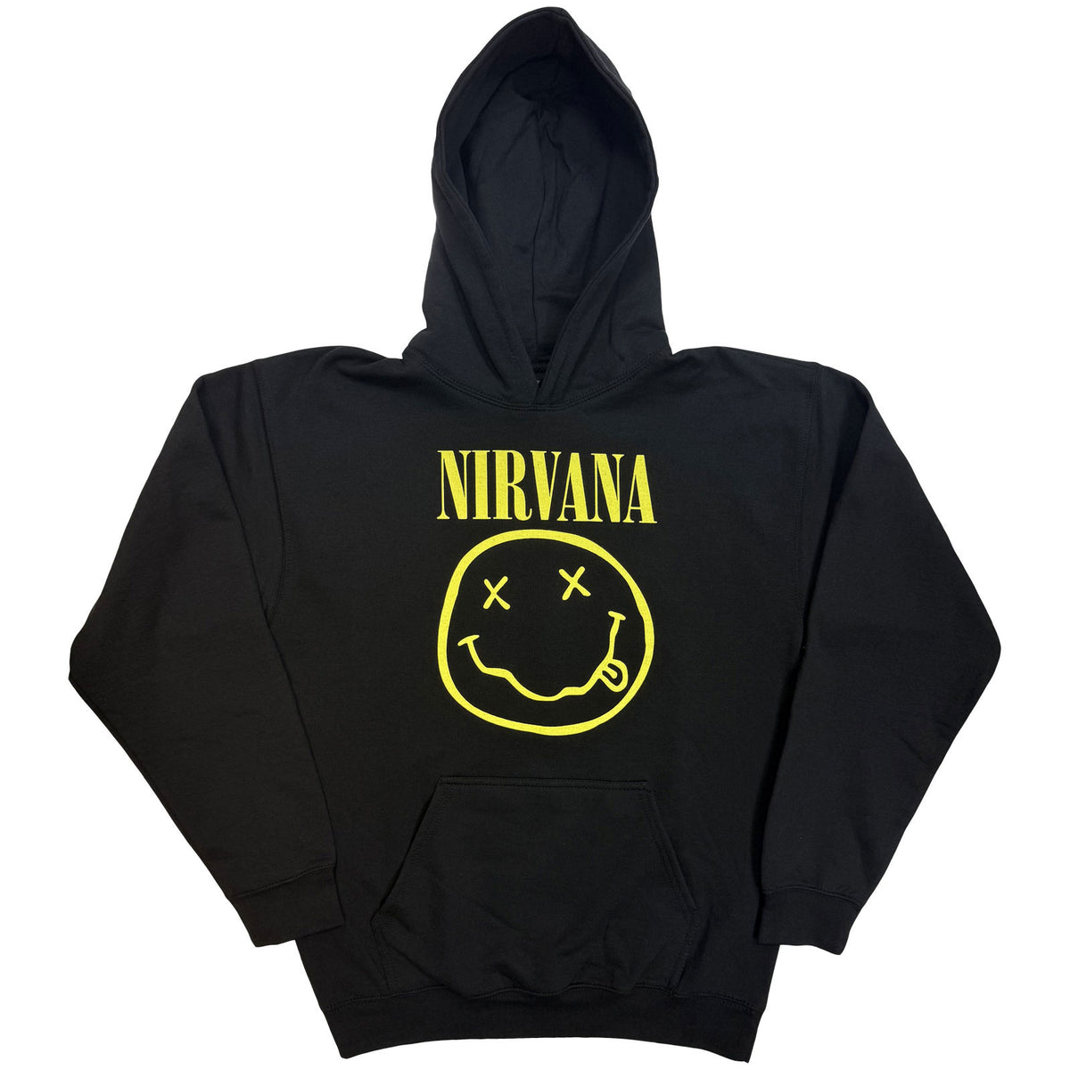 NIRVANA - YELLOW HAPPY FACE - Pullover Hoodie Black