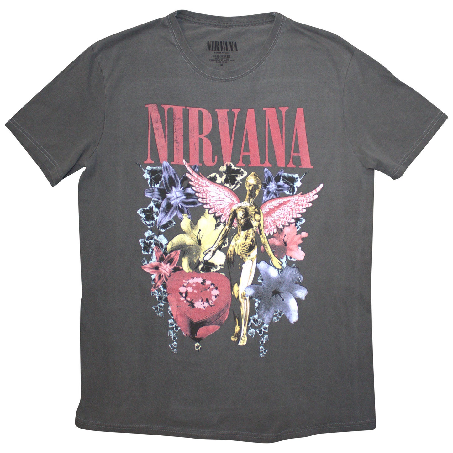 NIRVANA - IN UTERO VINTAGE COLLAGE - Stone Wash T-Shirt Grey