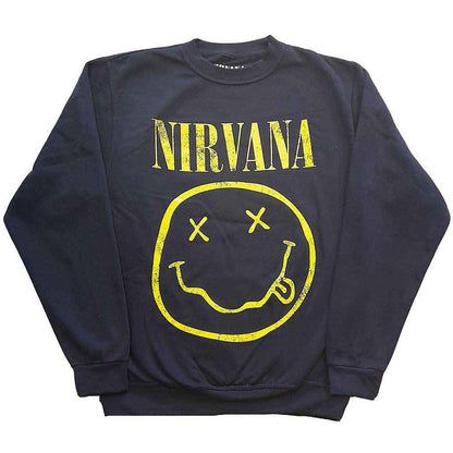 NIRVANA - YELLOW HAPPY FACE - Sweatshirt Blue