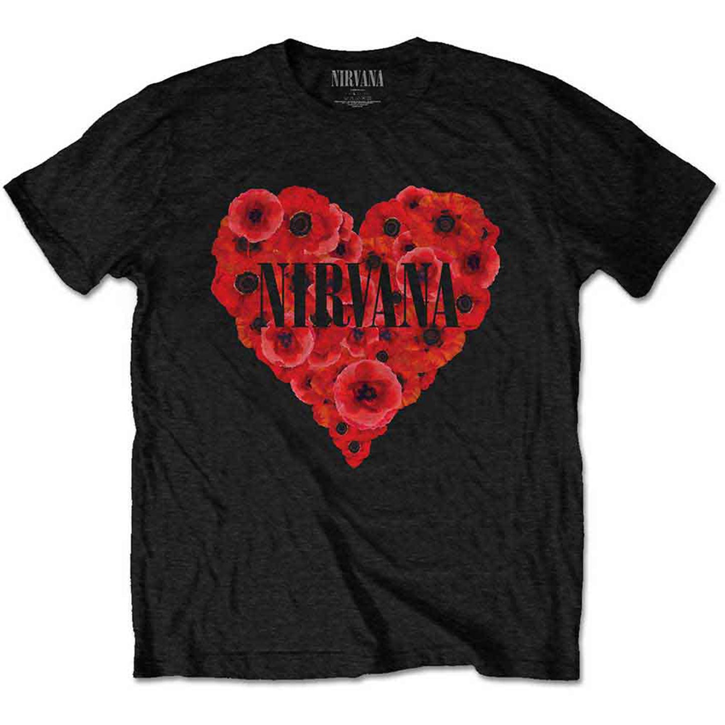 NIRVANA - POPPY HEART - T-Shirt Black